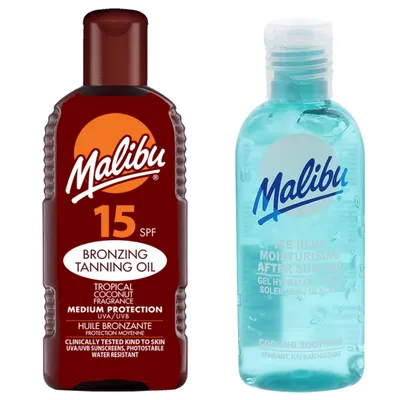 Image de Malibu Sunscreen Oil SPF15 200ml + Gel après-soleil 100ml