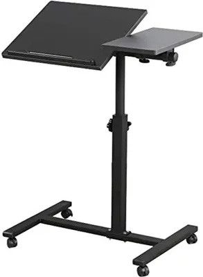 Image de Bureau flexible rotatif à 360 degrés, pour ordinateur portable, couleur noire, hauteur réglable de 60 à 90 cm