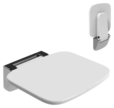 Zdjęcie produktu dla Ergonomiczny, składany taboret do prysznica, montowany do ściany, kolor biały