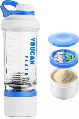Produktbild von YOUCAN PLATO Protein Shaker 620ML Blaudraulichisches Einfüllfach