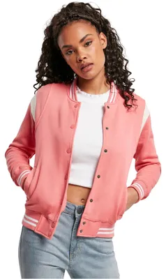 Immagine prodotto di Felpa da donna Urban Classics Ladies Inset College Sweat Jacket rosa pallido/sabbia - XL