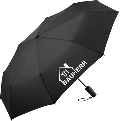 Produktbild von Huuraa Regenschirm Mini Bauherr 98cm Schwarz Sturmfest Taschenschirm Geschenkidee