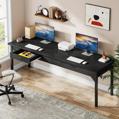 Image de Bureau double - Bureau pour deux personnes - Large bureau (plus de 200 cm de largeur) - Table de travail - Bureau