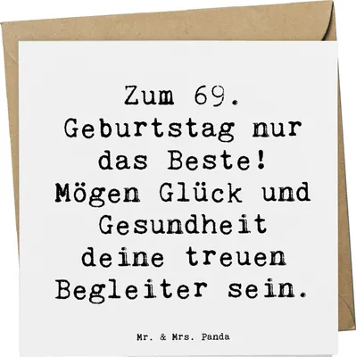 Produktbild von Mr. & Mrs. Panda anlasskarte Spruch 69. Geburtstag Glück - Weiß - Geschenk, Alter, Happy Birthday, Jubiläum feiern, Weisheit, Glückwunschkarte, faltkarte, doppelkarte