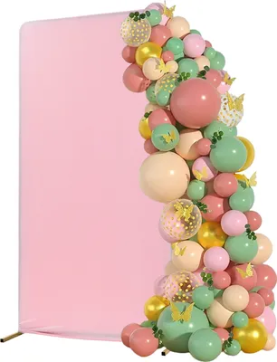 Image de 1*2m arc de mariage en métal doré avec tissu de fond rose décoration de fête