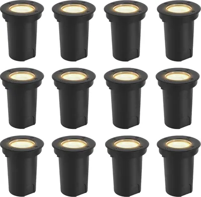 Immagine prodotto di TolleTour 12x 3W luce da pavimento orientabile IP67 per esterni LED faretto da incasso a pavimento lampada da terra bianco caldo - corpo nero