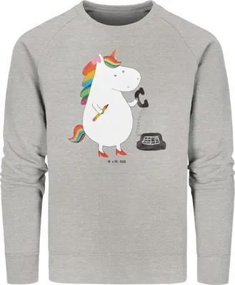 Produktbild von Mr. & Mrs. Panda Baumwoll Sweatshirt Einhorn Sekretärin Größe L - Heather Grey - Geschenk, Pulli, Sweater, Unicorn, Steuerkanzlei, Bürokraft, Pullover, Einhörner, Büro