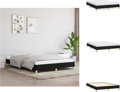 Produktbild von vidaXL Bettgestell Schwarz 140x200 cm Stoff -  Betten & Bettgestelle