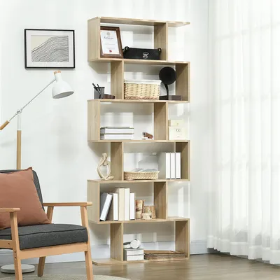 Image de Bibliothèque - 6 niveaux - 80x23x192 cm - Design moderne - Pour salon chambre bureau - Montage nécessaire - Beige