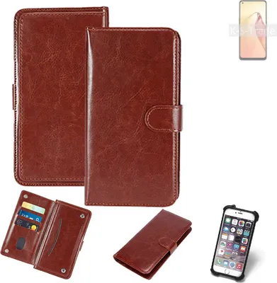 Produktbild von K-S-Trade 360° Hülle kompatibel mit Oppo F21s Pro 5G braun Kunstleder Case BookCase WalletCase Kunstlederederhülle Handyhülle, Rundumschutz Bumper