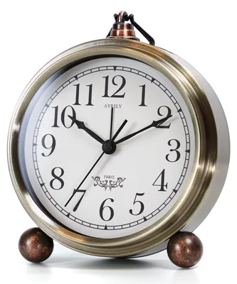 Productafbeelding van Vintage analoge wekker, stil en batterij-aangedreven metalen tafelklok
