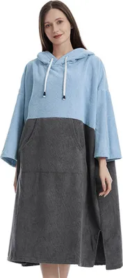 Produktbild von Schnell trocknende Badetücher, Pool-Wickelmantel, schnell trocknender Poncho, Surfen, Tauchen, Kapuzenhandtuch, Strandumhang, winddicht und warm, geei