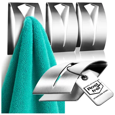 Produktbild von Selbstklebende Handtuchhaken – Handtuchhalter aus Edelstahl 304 – Handtuchclips für das Badezimmer ohne Bohren (4 Stück)
