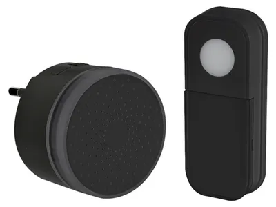 Obrázok produktu pre Solight Čierny bezdrôtový mini zvonček do zásuvky, 180m 1L77B