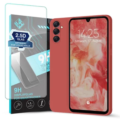 Produktbild von Hülle für Samsung Galaxy A05s mit 9H Displayglas Displayschutz Case Cover Bumper Smartphone Softgrip Schutzhülle Farbe: Rot