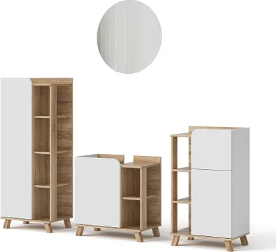 Immagine prodotto di Set di mobili da bagno Vicco Karen Sonoma/Bianco 4 parti, Model 40786