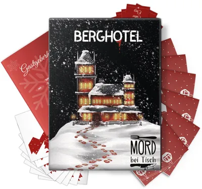 Produktbild von MORD bei Tisch Krimidinner für Zuhause - 6 bis 8 Personen - Der Berghotel Fall - Das Krimi Spiel ab 16 Jahren
