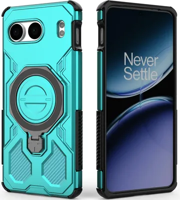 Obrázek produktu pro Odolný kryt na mobil pro OnePlus Nord 4, robustní pouzdro s prstenovým stojánkem, magnetický držák a stojánkem mátově zelená