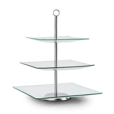 Produktbild von OBSTSCHALE Glas TORTENSTÄNDER Servierplatte Kuchenplatte Kuchenständer 3 Etagen