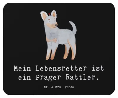 Produktbild von Mr. & Mrs. Panda Mouse Pad Prager Rattler Lebensretter - Schwarz - Geschenk, Mauspad, pc, mousepad, Pincher, laptop