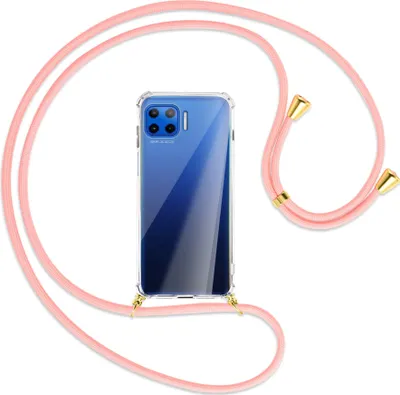 Produktbild von Handykette Backcover-Schutzhülle mit Band (Metall goldfarben) für Motorola Moto G 5G Plus - rosa