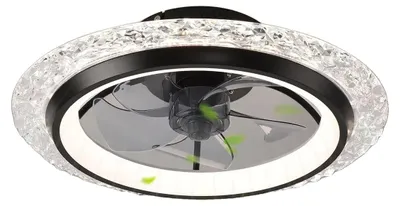 Immagine prodotto di Ventilatore da soffitto con luce, telecomando, funzionamento silenzioso, nero, dimmerabile tramite app e telecomando