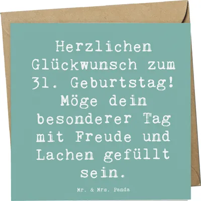 Produktbild von Mr. & Mrs. Panda Glückwunschkarte Spruch 31. Geburtstag - Meeresbrise - Geschenk, Grußkarte, Klappkarte, liebevolle Wünsche, faltkarte, anlasskarte, Happy Birthday