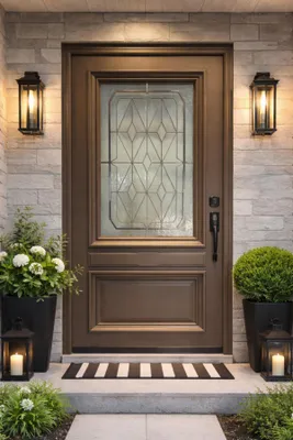 Immagine prodotto di Porta d'ingresso in legno con vetro Camille Grigio Quarzo, H.215xL.90 cm, lato tavolo P. sinistra, GD MENUISERIES