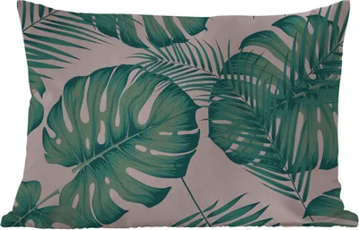 Produktbild von MuchoWow® Outdoor Kissen - Blätter - Rosa - Muster - Mädchen - Kinder - Grün - Kind - 60x40 cm - Wetterfest - Lounge Kissen - Zierkissen - Kissen für Innenräume