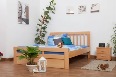 Produktbild von Bett 160 x 200 cm Buche massiv Natur
