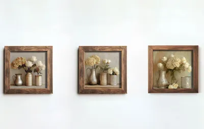 Immagine prodotto di Wallity, UKZM063, Quadro decorativo in MDF con cornice (3 pezzi), Multicolore, 100% MDF, 16 x 16 x 2 cm