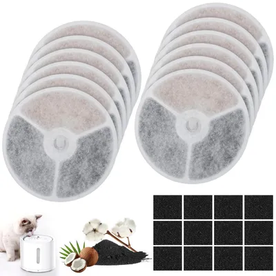 Produktbild von Ersatzfilter für Katzenbrunnen 12 Stück mit Vorfilterschwamm für Petkit Eversweet Solo SE/Solo 2/3 Pro/3/2s