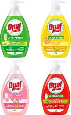 Produktbild von Dual Power Italienisches Geschirrspülmittel in vier Duftnoten 4x1L