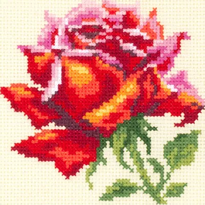 Produktbild von Magic Needle Zweigart Edition Kreuzstich-Set „Red Rose“, vorgezählt, zum Selbermachen, 11 x 11 cm