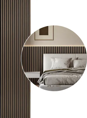 Image de Clanmacy Panneau acoustique Panneau mural Panneaux muraux modernes Panneaux muraux acoustiques Panneaux muraux en bois Panneaux muraux MDF 120x60x2.1cm noyer