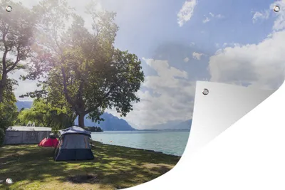 Produktbild von MuchoWow® 120x80 cm Outdoor-Poster Gartendeko Sichtschutz Garten Poster für den Garten  Camping am Genfer See