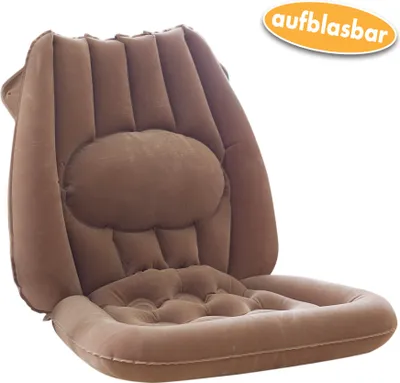 Produktbild von Vital Comfort Sitzkissen mit Lendenwirbelstütze, Rückenkissen aufblasbar, braun