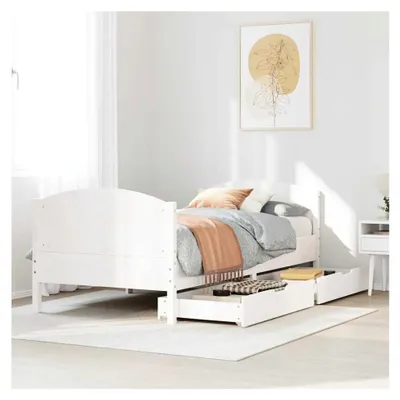 Produktbild von Bettgestell ohne Matratze, weiß, 90 x 190 cm, Einzelbett, Massivholz, Kiefer