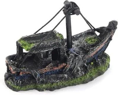Produktbild von Aquarium-Schiffswrack-Ornament - Boot-Vis-Haus - Dekoration - Hohes Modell - 12,5x6x10cm - Farbig