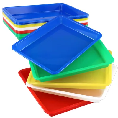 Kunststoff-Tabletts 20er Set, 27,5x21x3 cm, bunt, rechteckig
