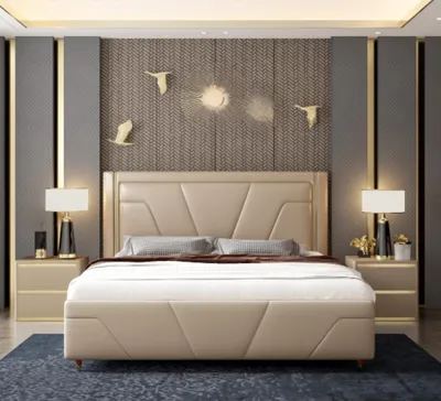 Produktbild von Schlafzimmer Bett Polster Design Möbel Luxus Doppel Beige Betten Modern