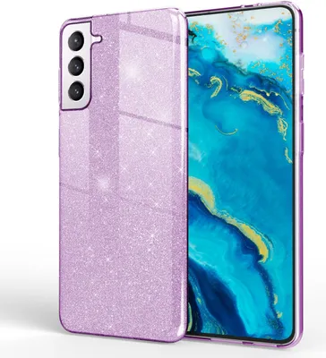 Produktbild von NALIA Robuste Glitzerhülle für Samsung Galaxy S22, Glänzende Glitzer Hybrid Schutzhülle Verstärkte Silikon Handyhülle Lila