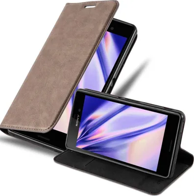 Produktbild von Cadorabo Hülle für Sony Xperia M4 AQUA Schutz Hülle in Braun Handyhülle Etui Case Cover Magnetverschluss