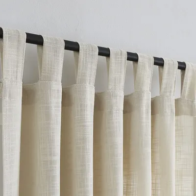 Leinen-Vorhang mit Schlaufen, 132x249 cm, 2er-Set, Beige