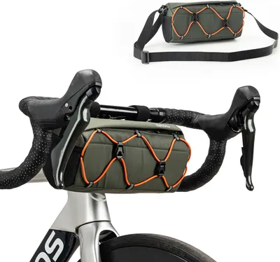 Immagine prodotto di ROCKBROS borsa da bici per manubrio anteriore, borsa da manubrio con tracolla, verde militare