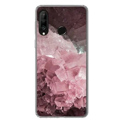 Produktbild von MuchoWow® Handyhülle Schutzhülle Hülle für Huawei P30 Lite Naturstein - Rosa - Kristall Silikon Softcase Handy Hülle - Handyhülle