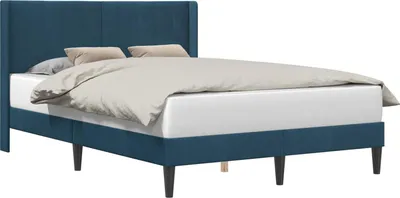 Produktbild von vidaXL Bettrahmen mit Kopfteil Blau 140 x 200 cm Samt