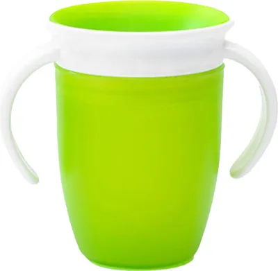 Produktbild von Silikon-Baby-Trinkbecher, kleiner Griff, 360°-Schutz, praktische Kleinkind-Säuglings-Wassertrainingsflasche, Grün