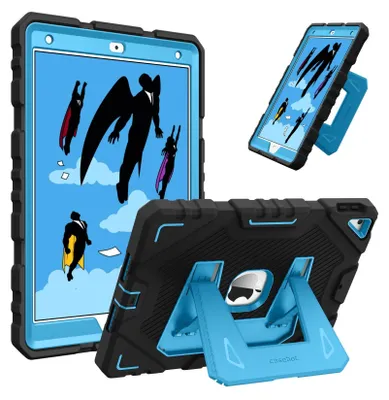 Produktbild von Fintie Kinder Hülle für iPad 9. Generation (2021) / iPad 8. Generation (2020) / 7. Gen (2019) 10,2 Zoll, robuste, stoßfeste Ganzkörper-Schutzhülle mit integriertem Ständer für Kinder, Schwarz/Blau