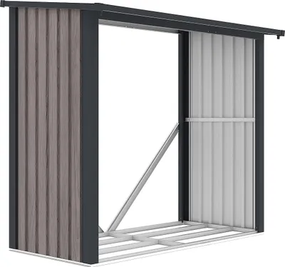 Produktbild von Feuerholzschuppen aus verzinktem Stahlblech 1,98 m3 - 2 Holzruder - 182 × 89 × 156 cm (L × B × H) - BIRWOOD